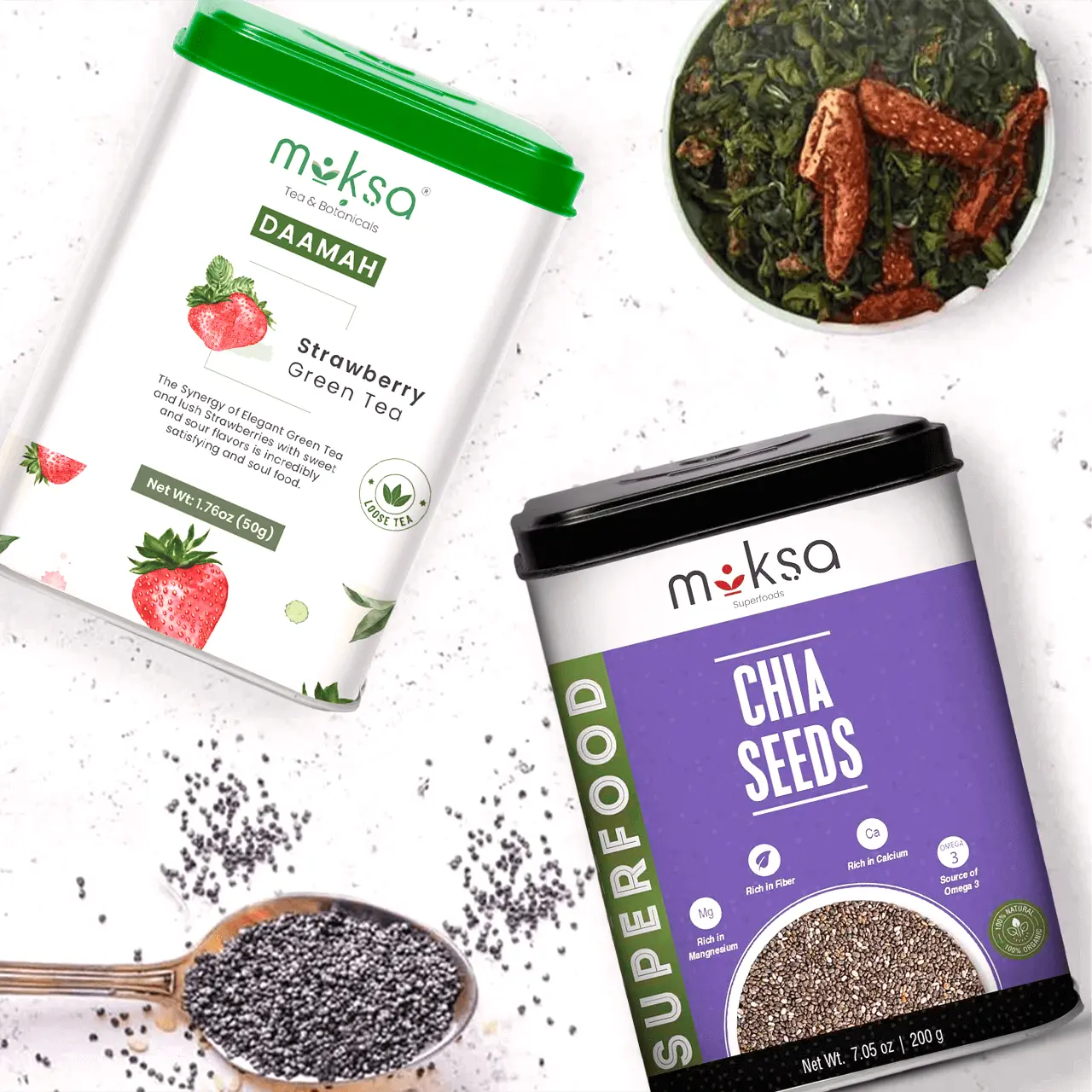 Chia Seeds 200gm and Strawberry Tea 50gm Combo
