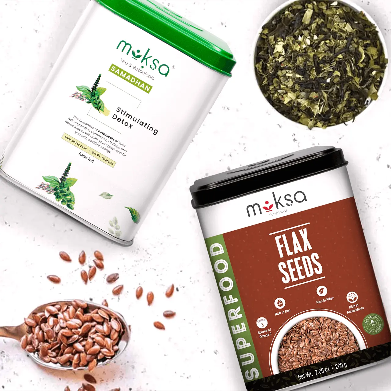 Flax Seeds 200gm and Stimulating Detox Tea 50gm Combo