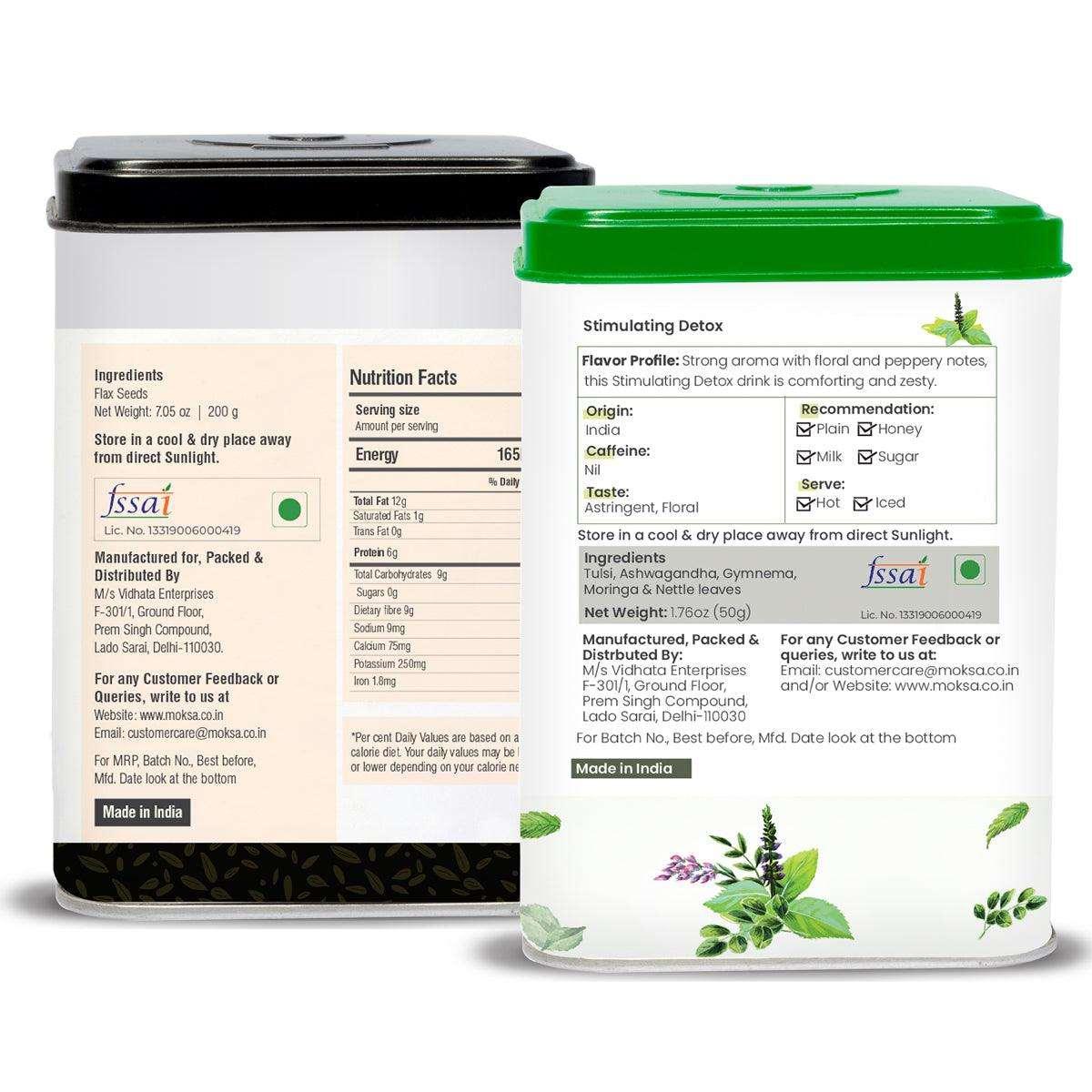 Flax Seeds and Stimulating Detox Tea Detox Combo - 250 gm - MoksaExpectMiracles