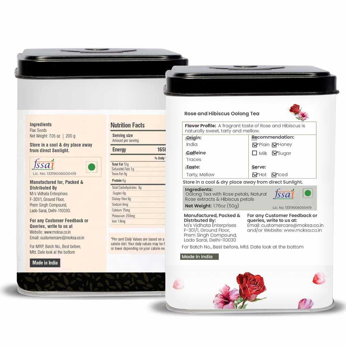 Flax Seeds and Rose & Hibiscus Oolong Tea Detox Combo - 250 gm - MoksaExpectMiracles